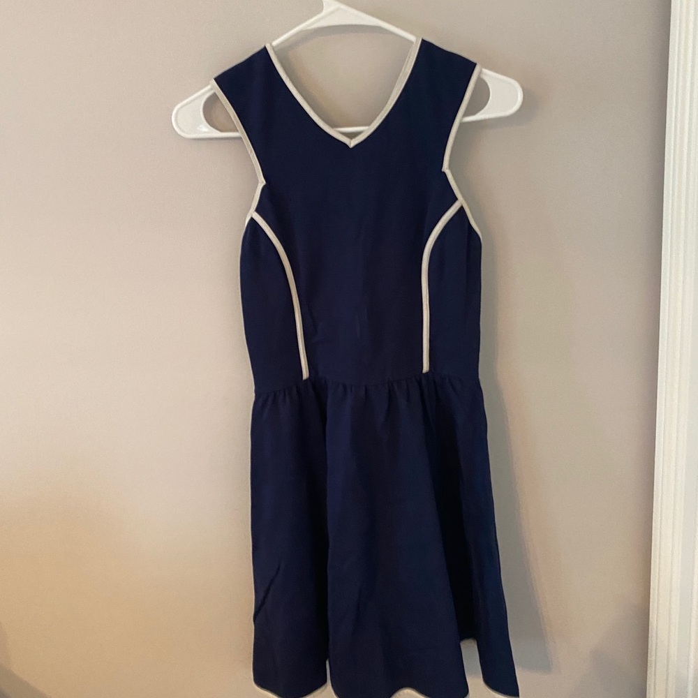 AQUA Bloomingdales navy fit and flare dress medium